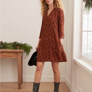 Garnet Hill Millie Crepe Dress Orange Python Snake Print Size Small *Small Flaw